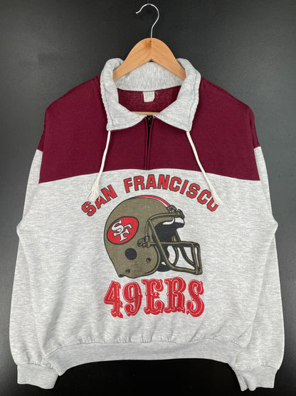 90's SAN FRANCISCO 49ERS Made in USA Size XL Vintage NFL Half Zip-up Sweat-shirt / A1555