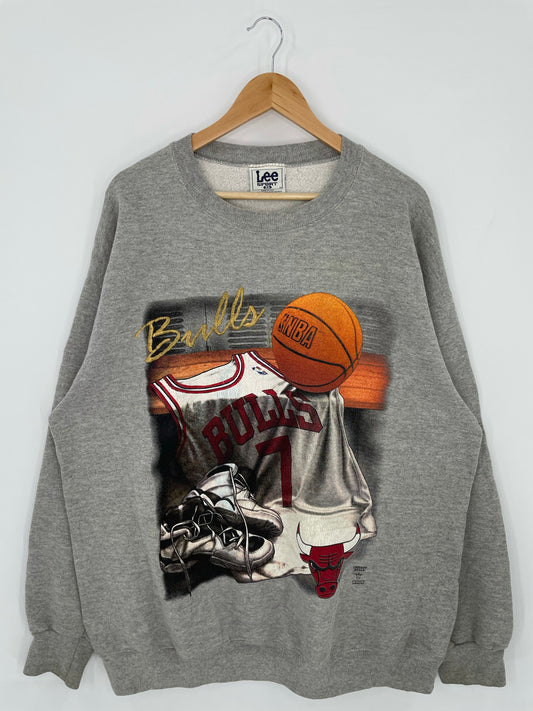 90’s CHICAGO BULLS Made in USA Size XL Vintage NBA Sweat shirt / K5713