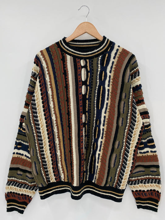 Vintage 3D COOGI- Style Made in USA Size L Knit Sweater / A7395
