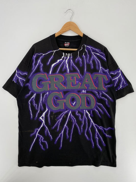 90's GREAT GOD Made in USA Size XXL Vintage T-Shirt / A4562