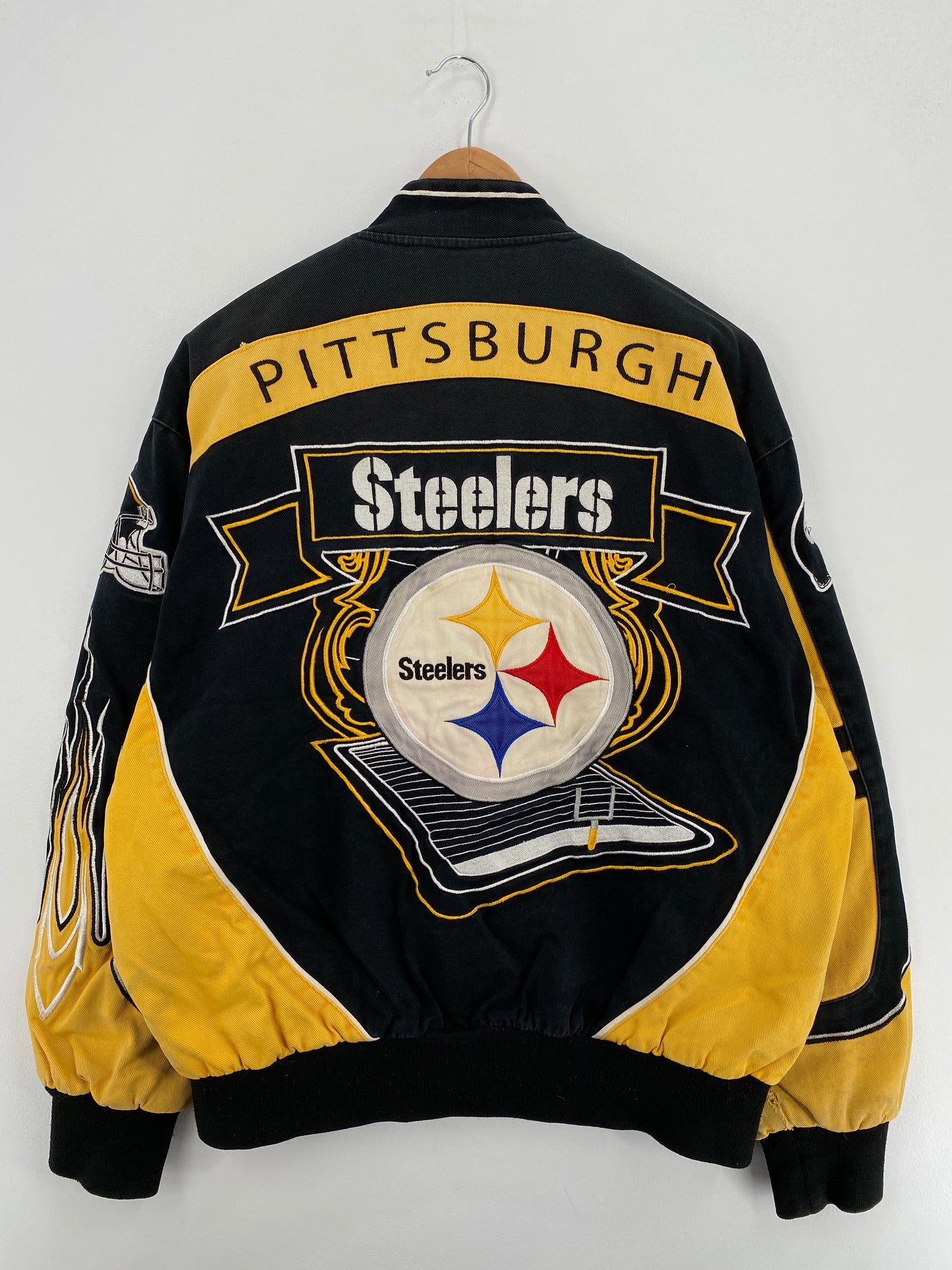 .Vintage PITTSBURGH STEELERS Size L NFL Racing Jacket / A6402