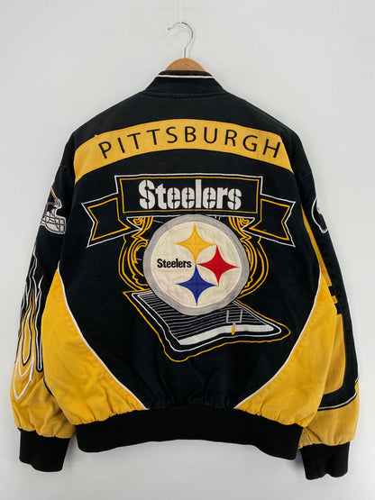 .Vintage PITTSBURGH STEELERS Size L NFL Racing Jacket / A6402