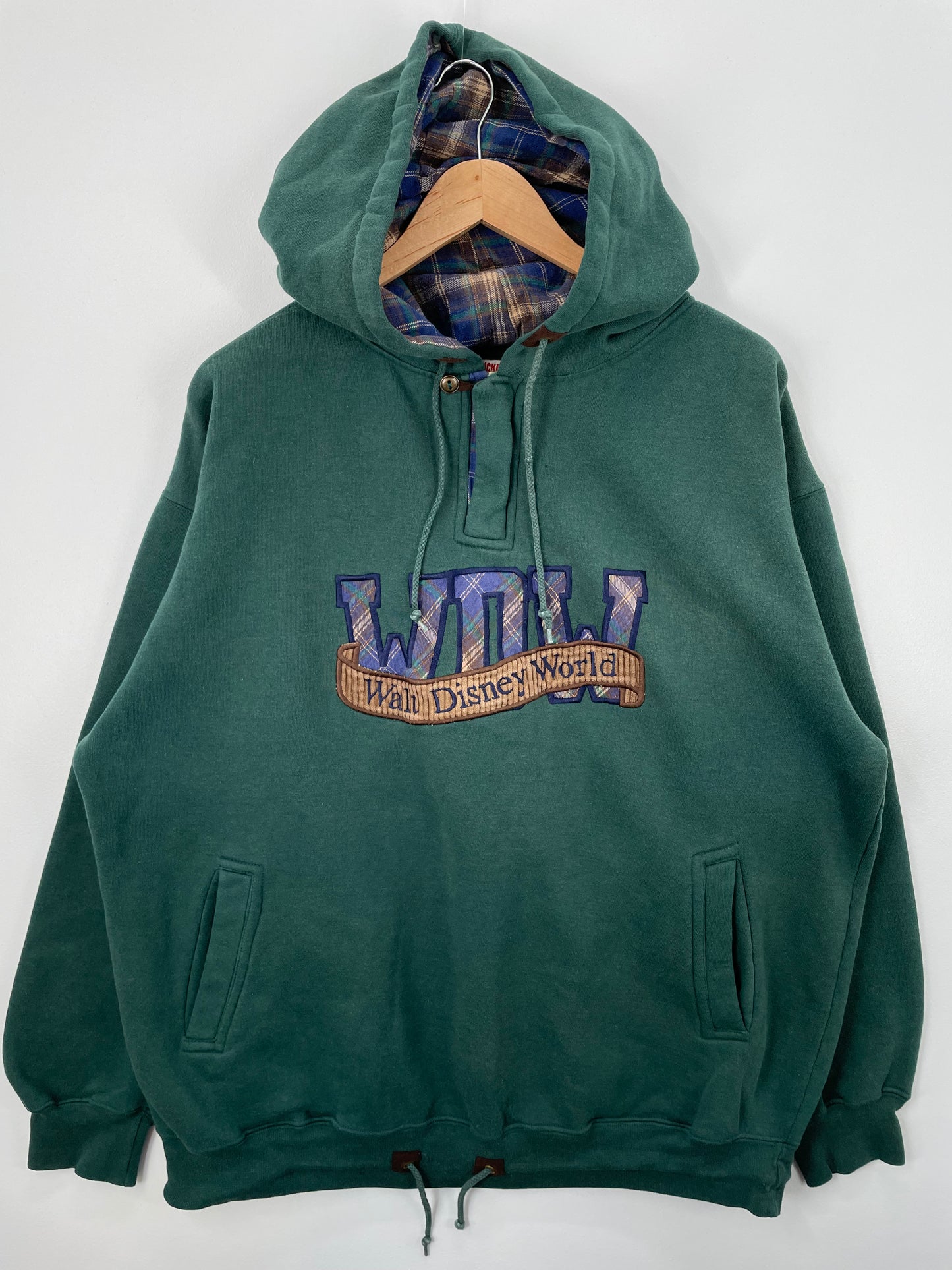 90’s DISNEY MICKEY Size XXL Vintage Hoodie Half zip-up Sweat-Shirt / A1181