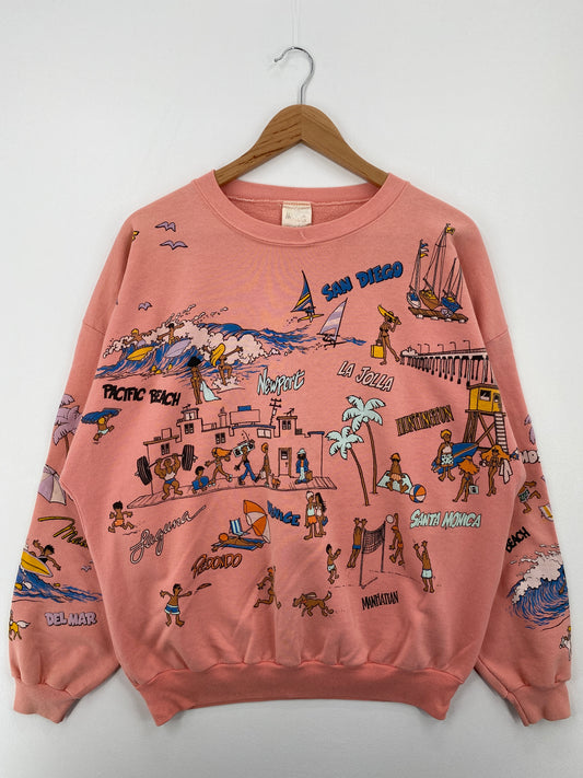 90’s CALIFORNIA BEACH Size Approx.XL Vintage Sweat-Shirt / A8227