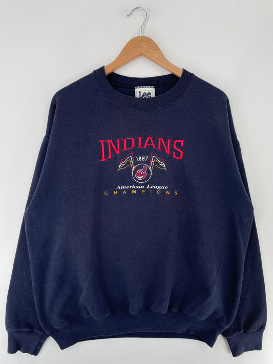 90's CLEVELAND INDIANS Made in USA Size L Vintage MLB Sweat-Shirt / E6060S