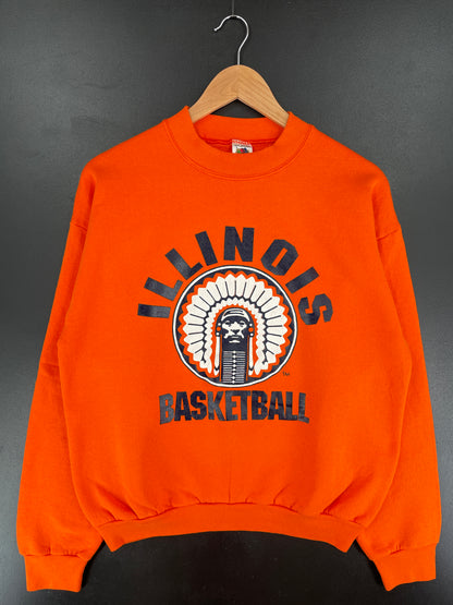 90's ILLINOIS FIGHTING ILLINI Made in USA Size L Vintage College Sweat-Shirt / E6459S