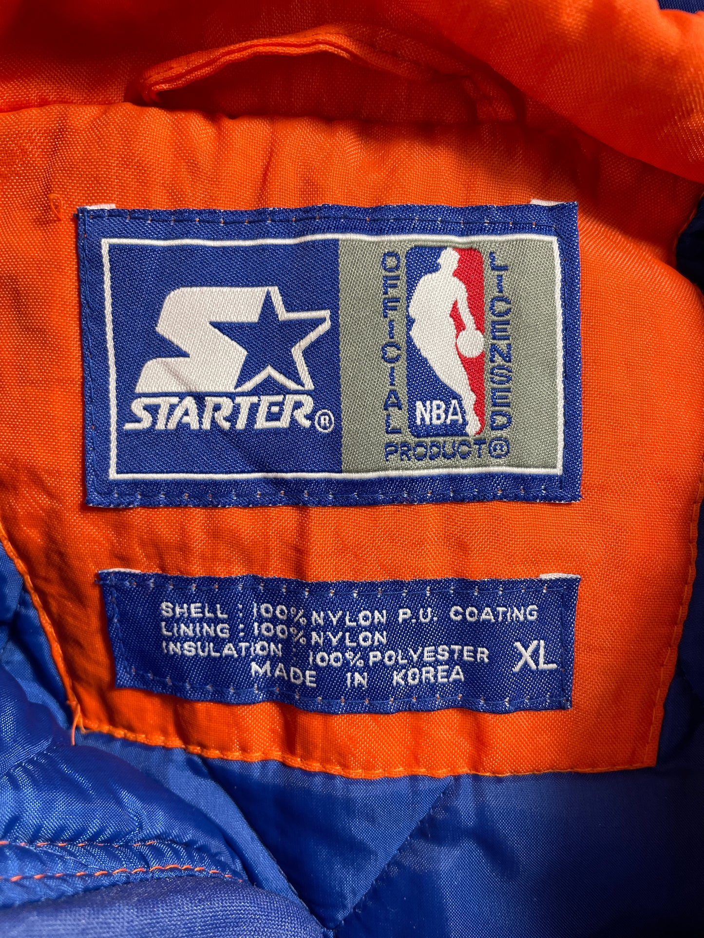 .90’s STARTER x NEW YORK KNICKS Size XL NBA Padded Nylon Jacket / E2529J