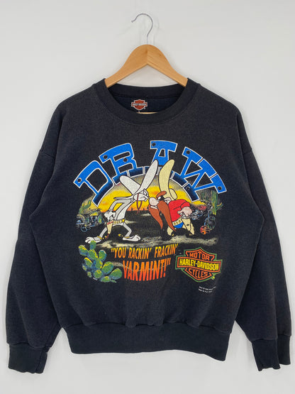 1993' WARNER BROS x HARLEY-DAVIDSON BUGS BUNNY YOSEMITE SAM Size L Vintage Sweat-shirt   / K5267