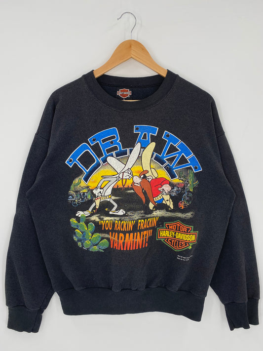 1993' WARNER BROS x HARLEY-DAVIDSON BUGS BUNNY YOSEMITE SAM Size L Vintage Sweat-shirt   / K5267