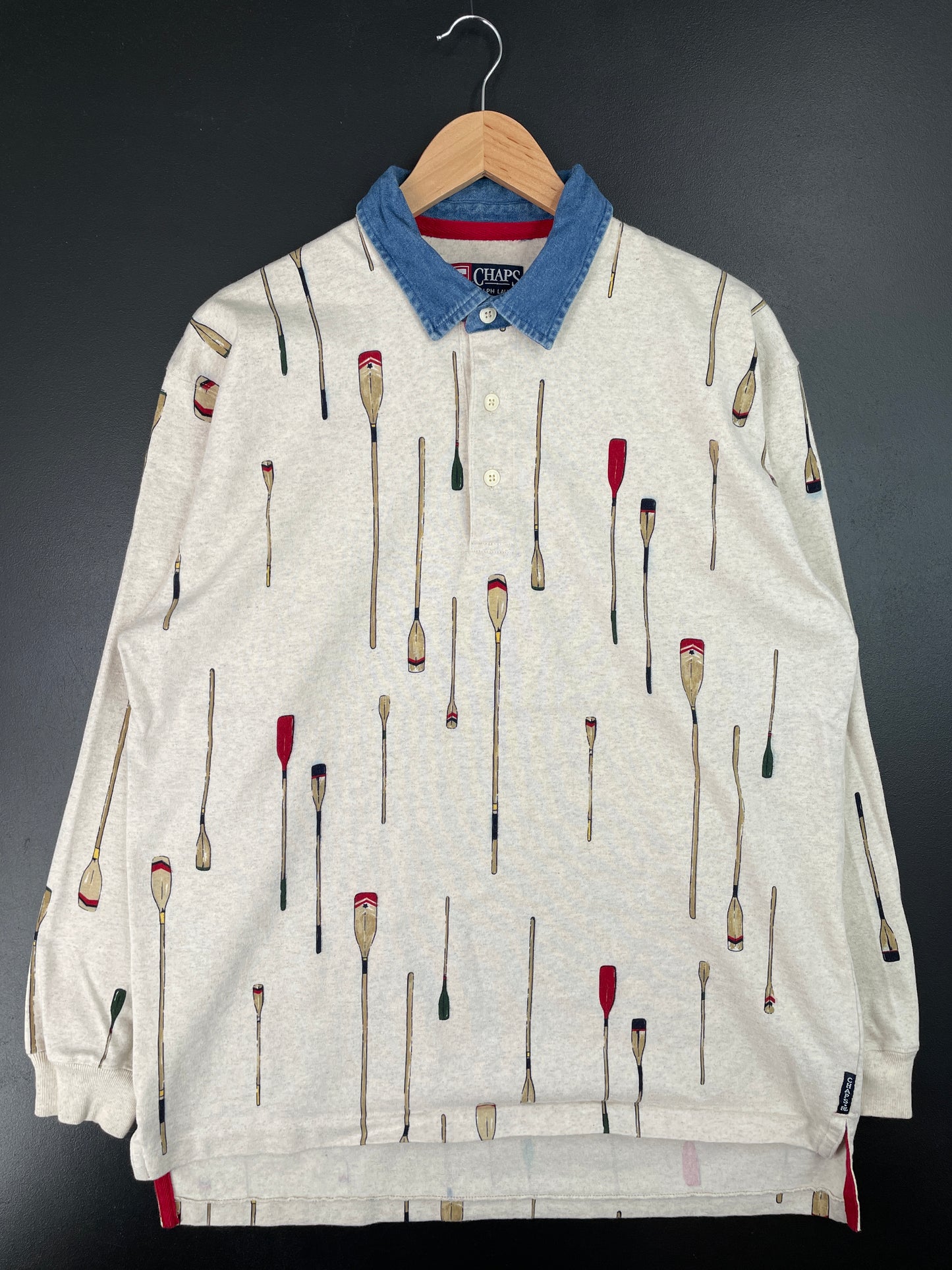 90's CHAPS RALPH LAUREN Size L Vintage Rugby-Shirt / A8353