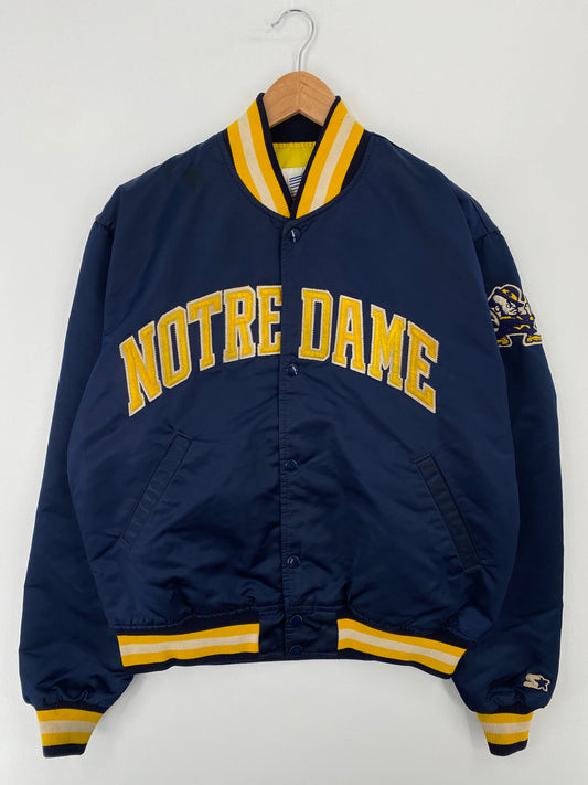 90’s STARTER x NOTRE DAME Made in USA Size L Vintage College Button down Nylon Jacket / A9450