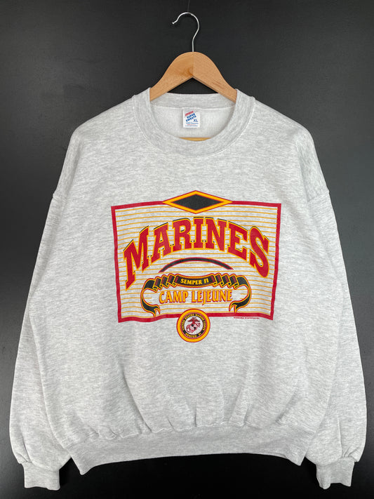 90's MARINES CAMP LEJEUNE Made in USA Size XL Vintage College Sweat shirt / E4504S