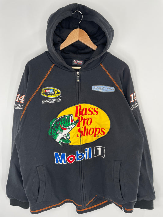 Vintage NASCAR TONY STEWART x BASS PRO SHOPS Size L Racing Zip Up Hoodie Sweat-shirt / A94