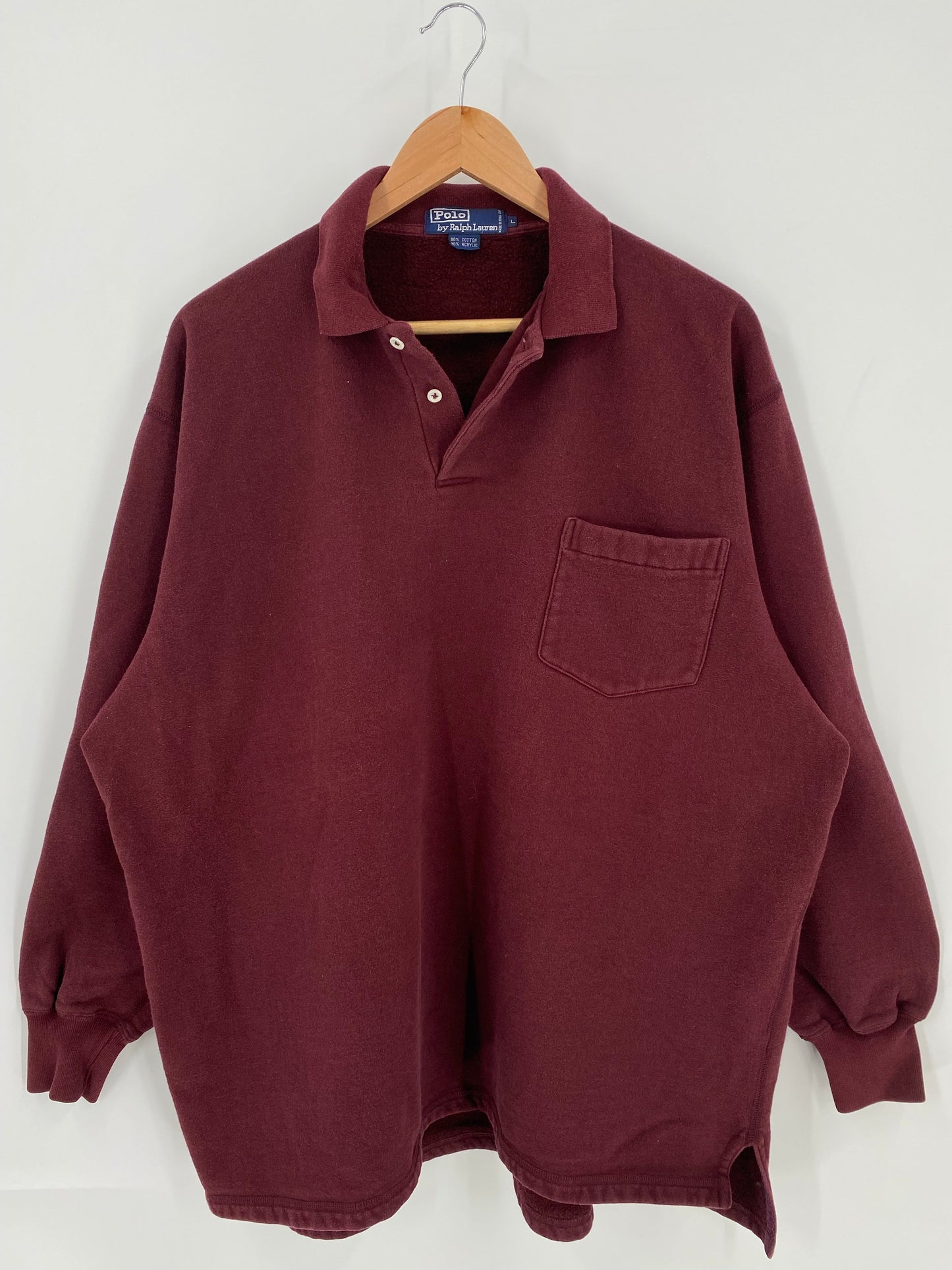 90's POLO RALPH LAUREN Size L Vintage Button down Sweat-shirt / A7779