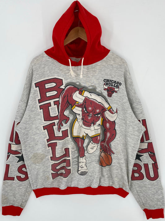 90’s CHICAGO BULLS Made in USA Size XL NBA Hoodie Sweat-shirt / K5446