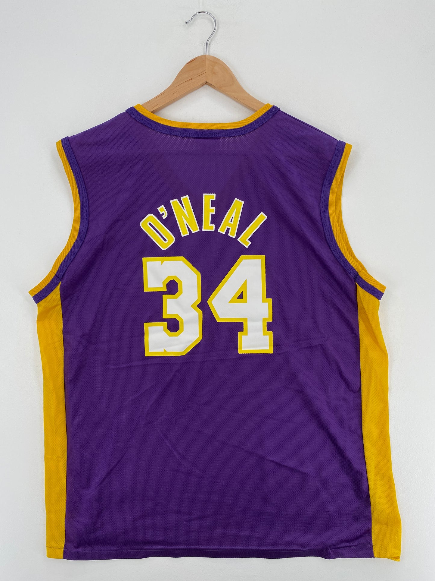 00' CHAMPION x LOS ANGELES LAKERS SHAQUILLE O'NEAL Size 40 M Vintage NBA Jersey / A5456