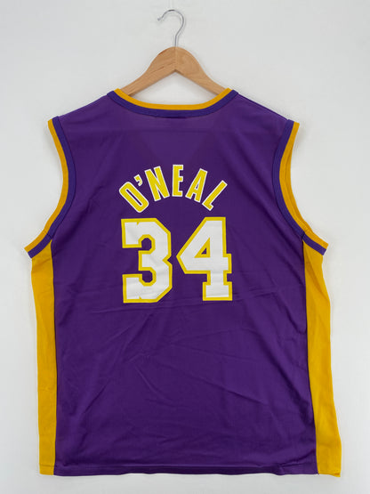 00' CHAMPION x LOS ANGELES LAKERS SHAQUILLE O'NEAL Size 40 M Vintage NBA Jersey / A5456