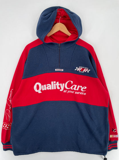Vintage NASCAR DALE JARRETT Size XL Racing Half Zip Hoodie Sweat-shirt  E2044S