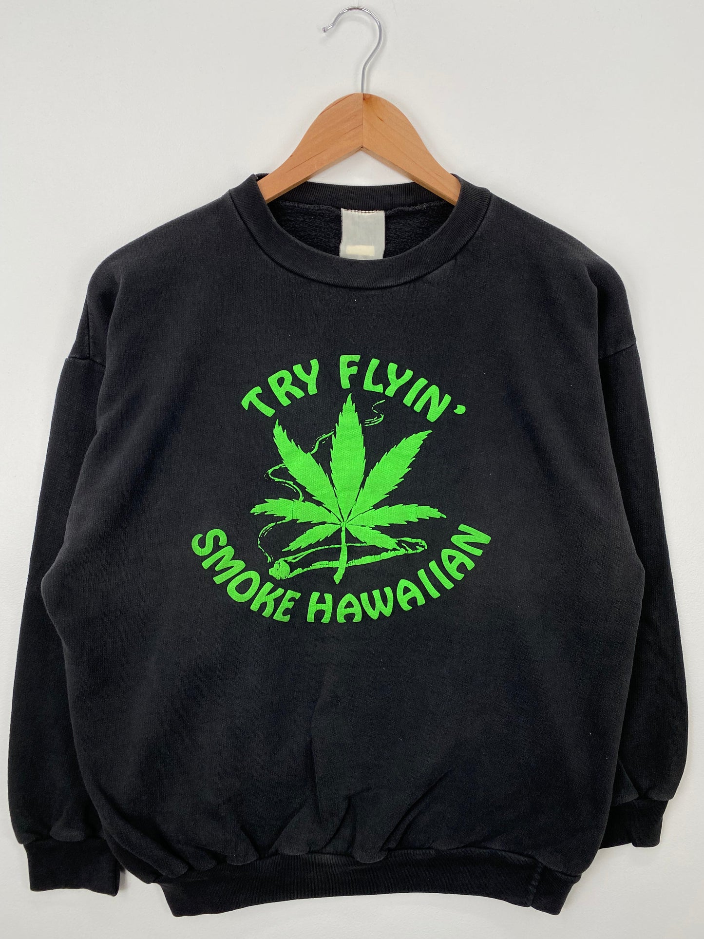 Vintage TRY FLYIN' SMOKE HAWAIIAN Size No Tag(Approx.M) Sweat-shirt / E3500S