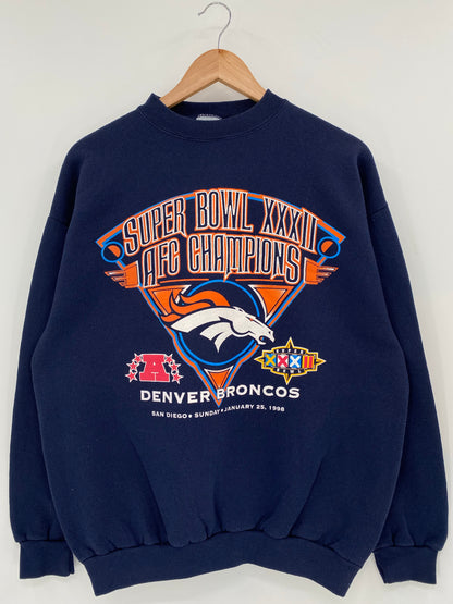1998 SUPER BOWL DENVER BRONCOS Size L Vintage NFL Sweat-shirt / K6635