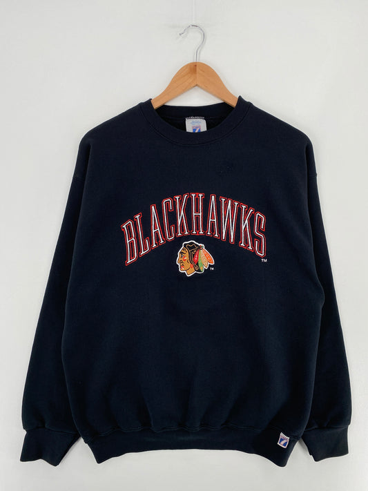 90's CHICAGO BLACKHAWKS Made in USA Size XL Vintage NFL Sweat-Shirt / E3483S