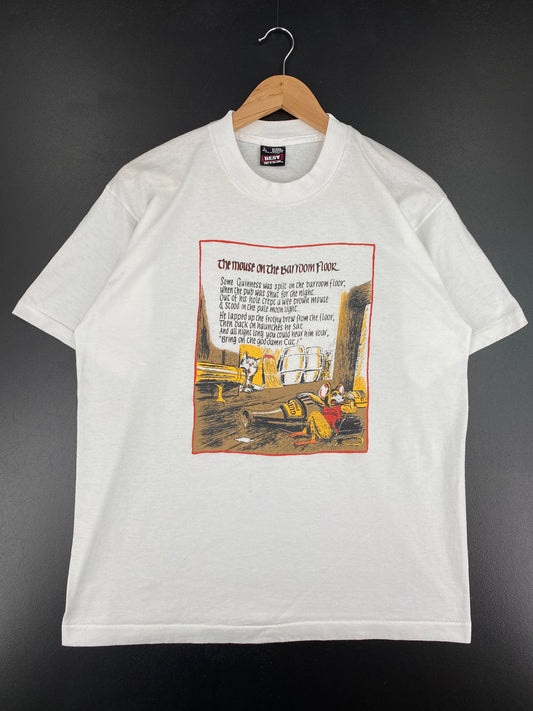 80’s THE MOUSE ON THE BARROOM FLOOR Made in USA Size L T-Shirts / A2664