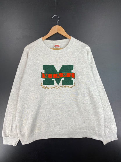 90’s UNIVERSITY OF MIAMI Made in USA Size XL Vintage College Sweat-shirt / E4560S