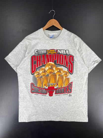 1997 SALEM x CHICAGO BULLS NBA FINALS Made in USA Size L Vintage NBA T-Shirt / E6095T