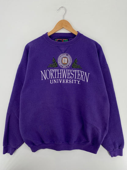 90’s NORTHWESTERN UNIVERSITY Size Approx.XL Vintage College Sweat-Shirts / A4713