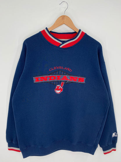 90's STARTER x CLEVELAND INDIANS Size L Vintage MLB Sweat-Shirts/ K9338