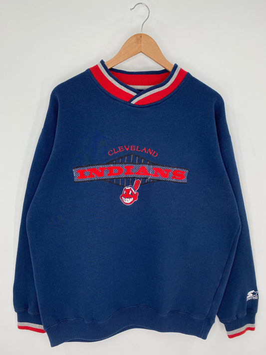 90's STARTER x CLEVELAND INDIANS Size L Vintage MLB Sweat-Shirts/ K9338