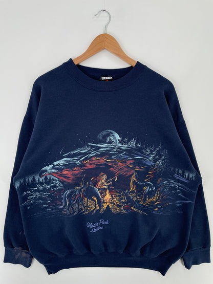 90's GLACIER PARK Made in USA Size XL Vintage Animal Sweat-Shirt / E226