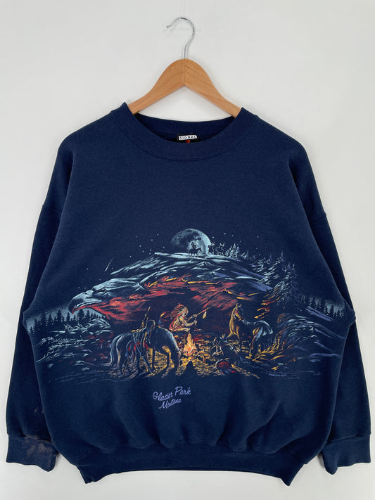 90's GLACIER PARK Made in USA Size XL Vintage Animal Sweat-Shirt / E226
