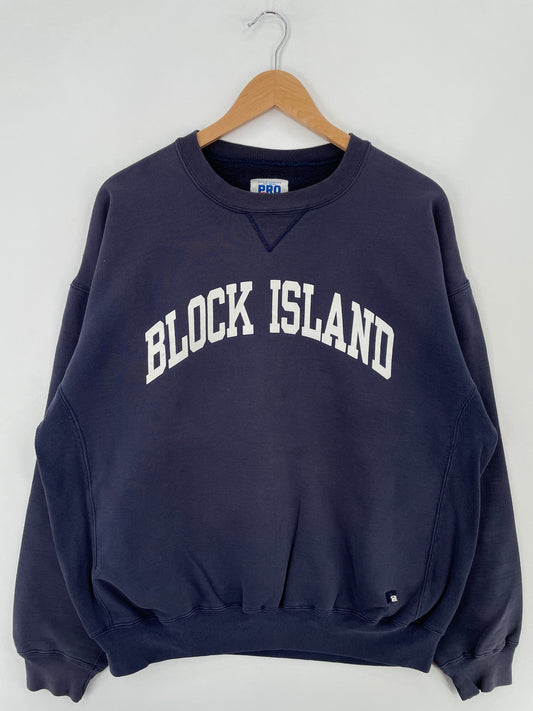 90's RUSSELL x BLOCK ISLAND Made in USA Size XL Vintage College Sweat-Shirt / E4075S