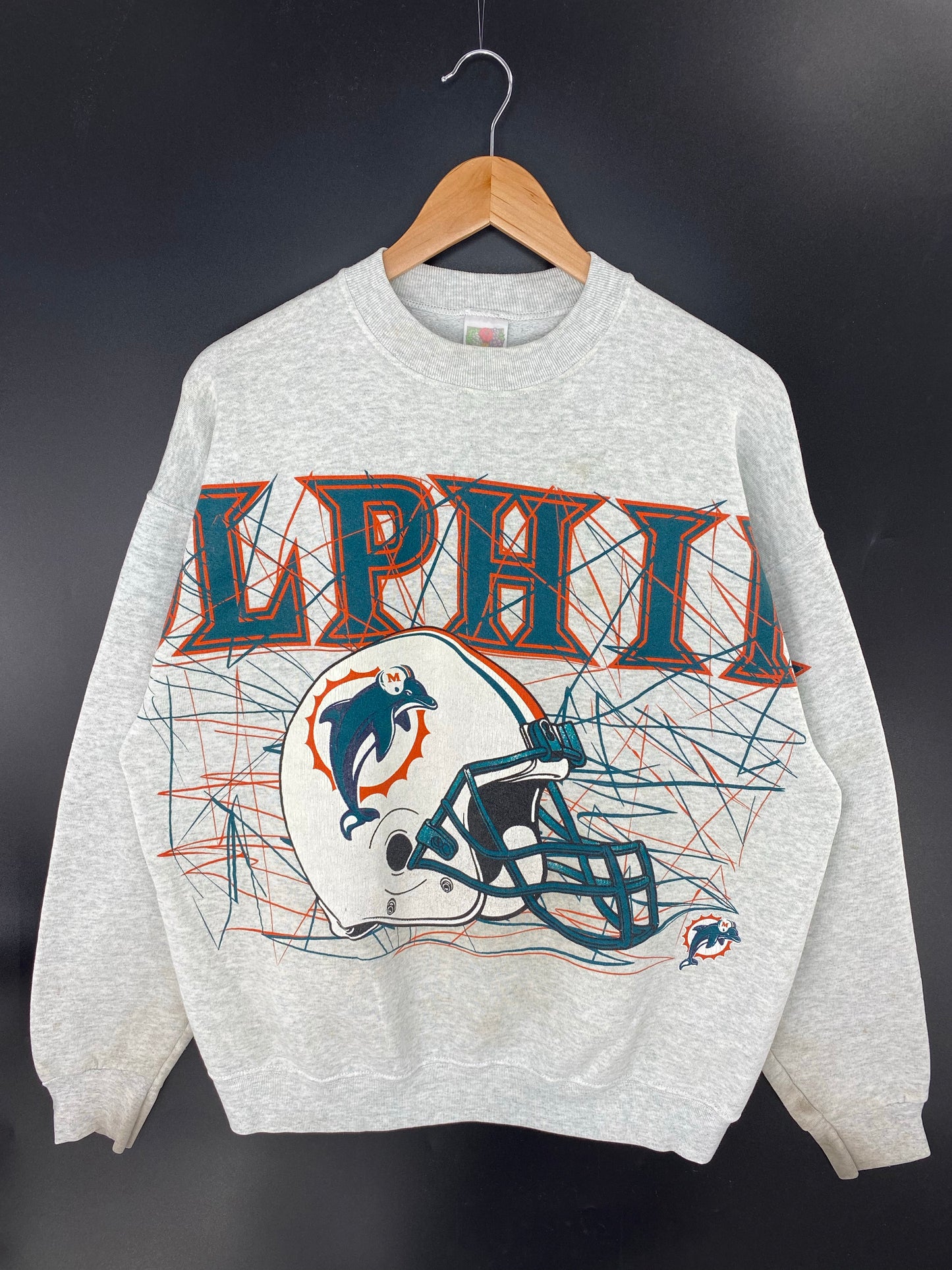 90's MIAMI DOLPHINS Size XL Vintage NFL Sweat-Shirt/ K8299
