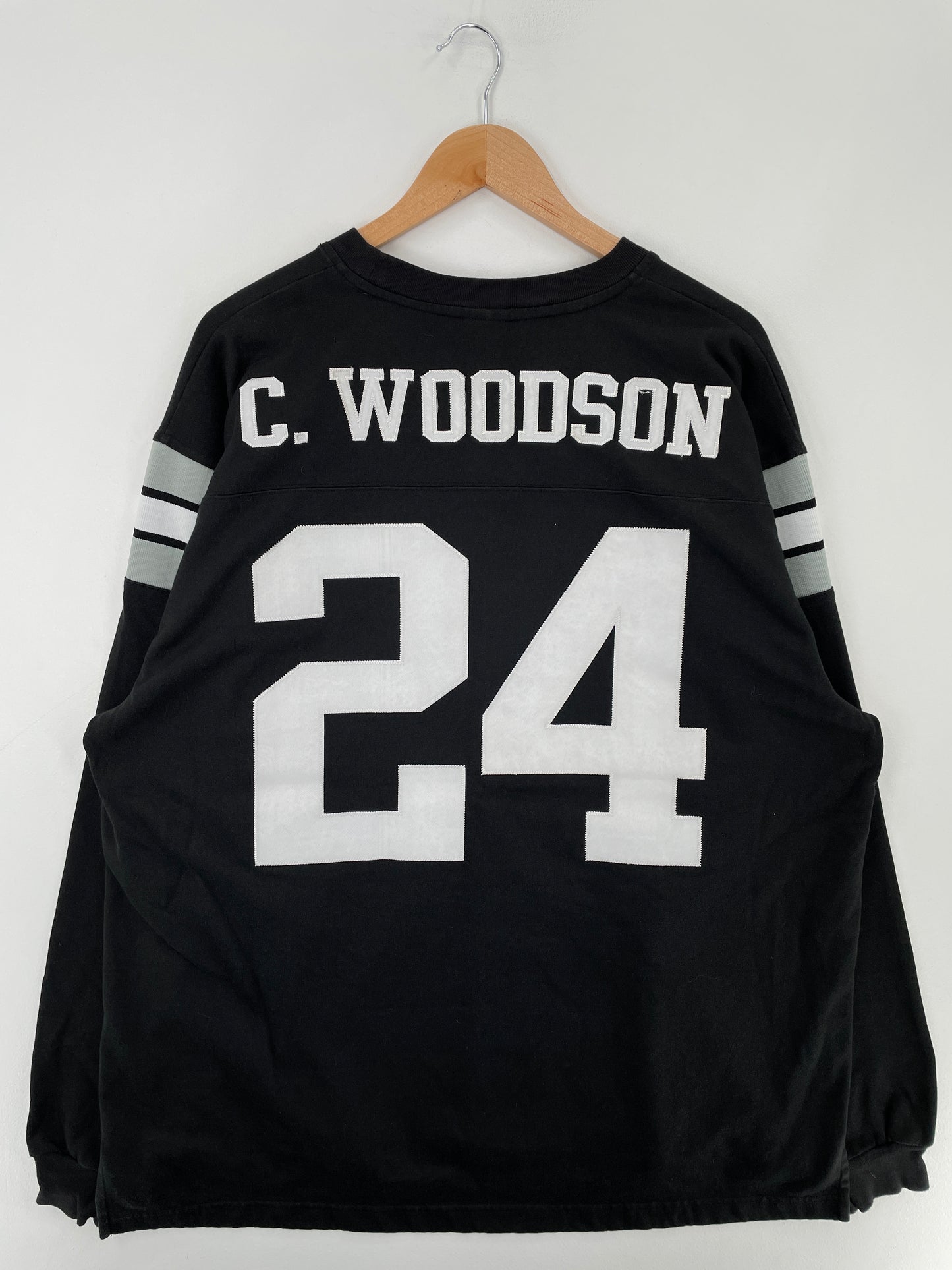 Vintage RAIDERS C. WOODSON 24 Size XL Vintage Game Shirt / E4323R
