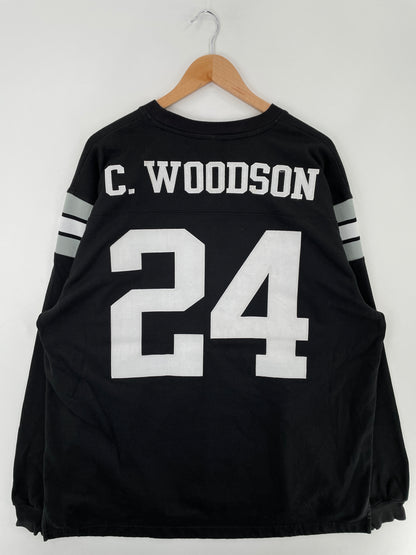 Vintage RAIDERS C. WOODSON 24 Size XL Vintage Game Shirt / E4323R
