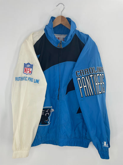 90's CAROLINA PANTHERS Size L Vintage NFL Zip-up Nylon Jacket / A8847