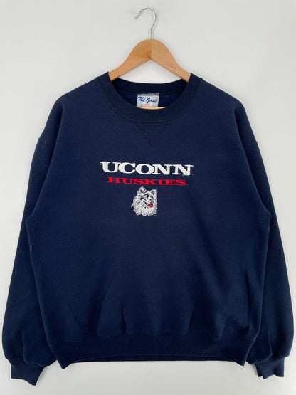 90's UCONN HUSKIES Made in USA Size L Vintage College Sweat shirt / E4459S