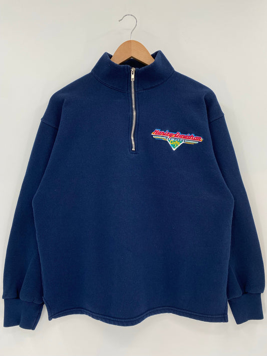 90’s HARLEY DAVIDSON LAS VEGAS Made in USA Vintage Half Zip Sweat-Shirt / A7008