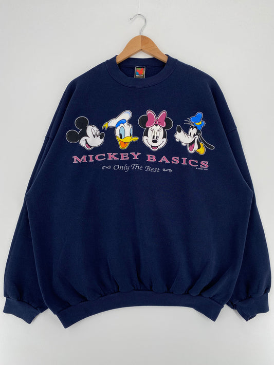 90's DISNEY MICKEY AND FRIENDS Made in USA Size Approx.XXL Vintage Sweat-shirt / E3007S