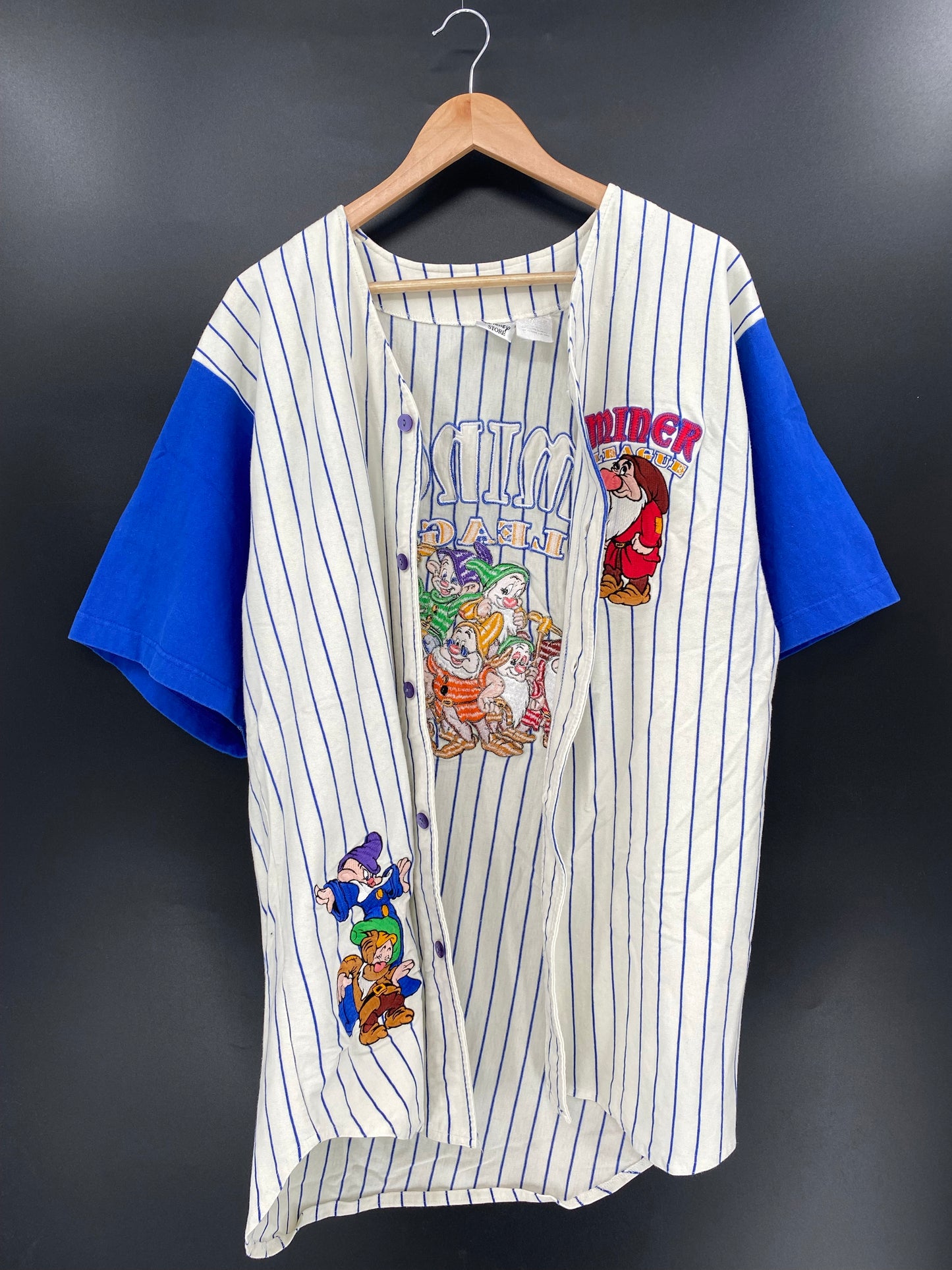 00' DISNEY SNOW WHITE SEVEN DWARFS Size XXL Vintage Baseball Button Up Shirts / K4427