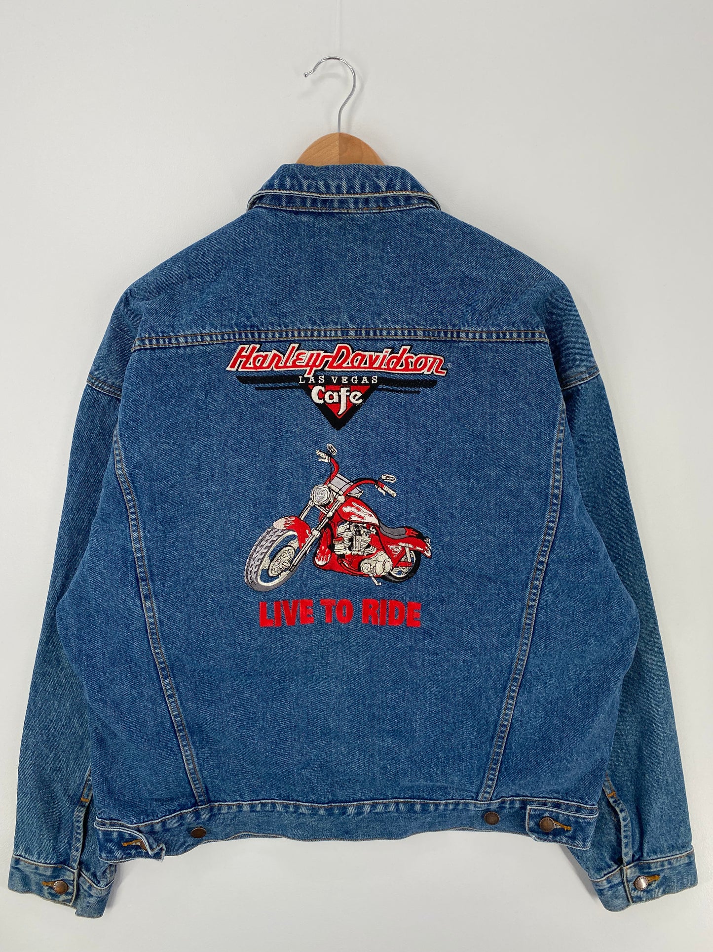 Vintage HARLEY DAVIDSON Size L Denim Jacket / A978