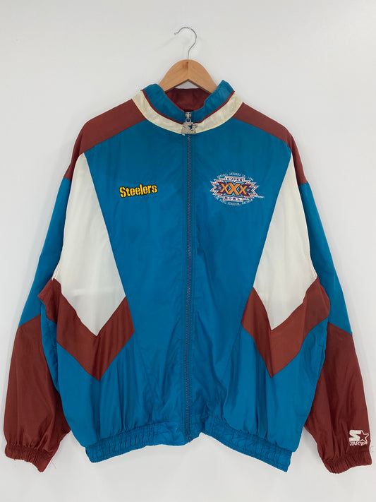 90's STARTER STEELERSxSUPER BOWL Size XL Vintage Zip-up Nylon Jacket  / K4718