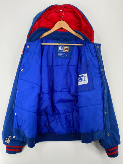 90's STARTER x NEW YORK RANGERS Size L Vintage NHL Nylon Jacket / A8759