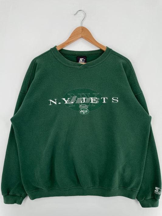 90's STARTER x NEW YORK JETS Made in USA Size XL Vintage NFL Sweat-Shirt / E1006