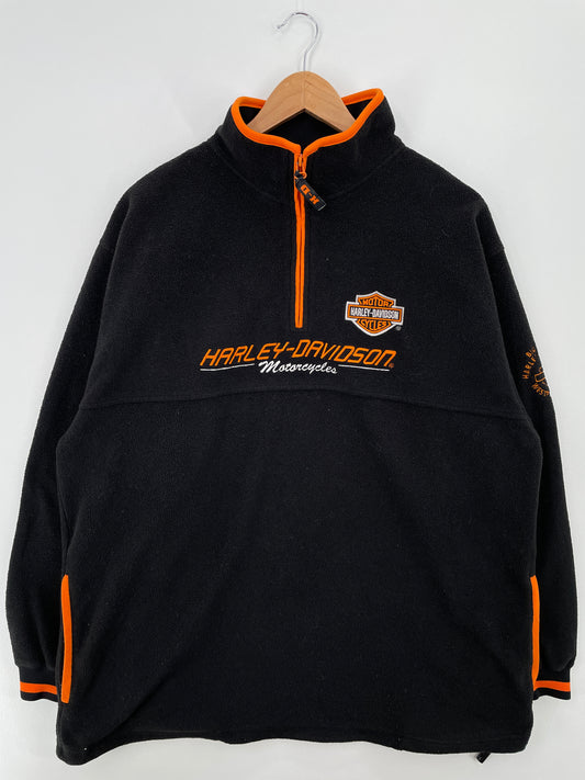 Vintage HARLEY DAVIDSON Size L Half Zip-up Fleece / A8567