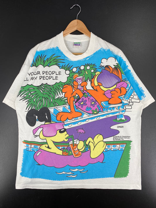 90’s GARFIELD Made in USA Size One Size(Approx.XL) Vintage T-Shirts / A5503