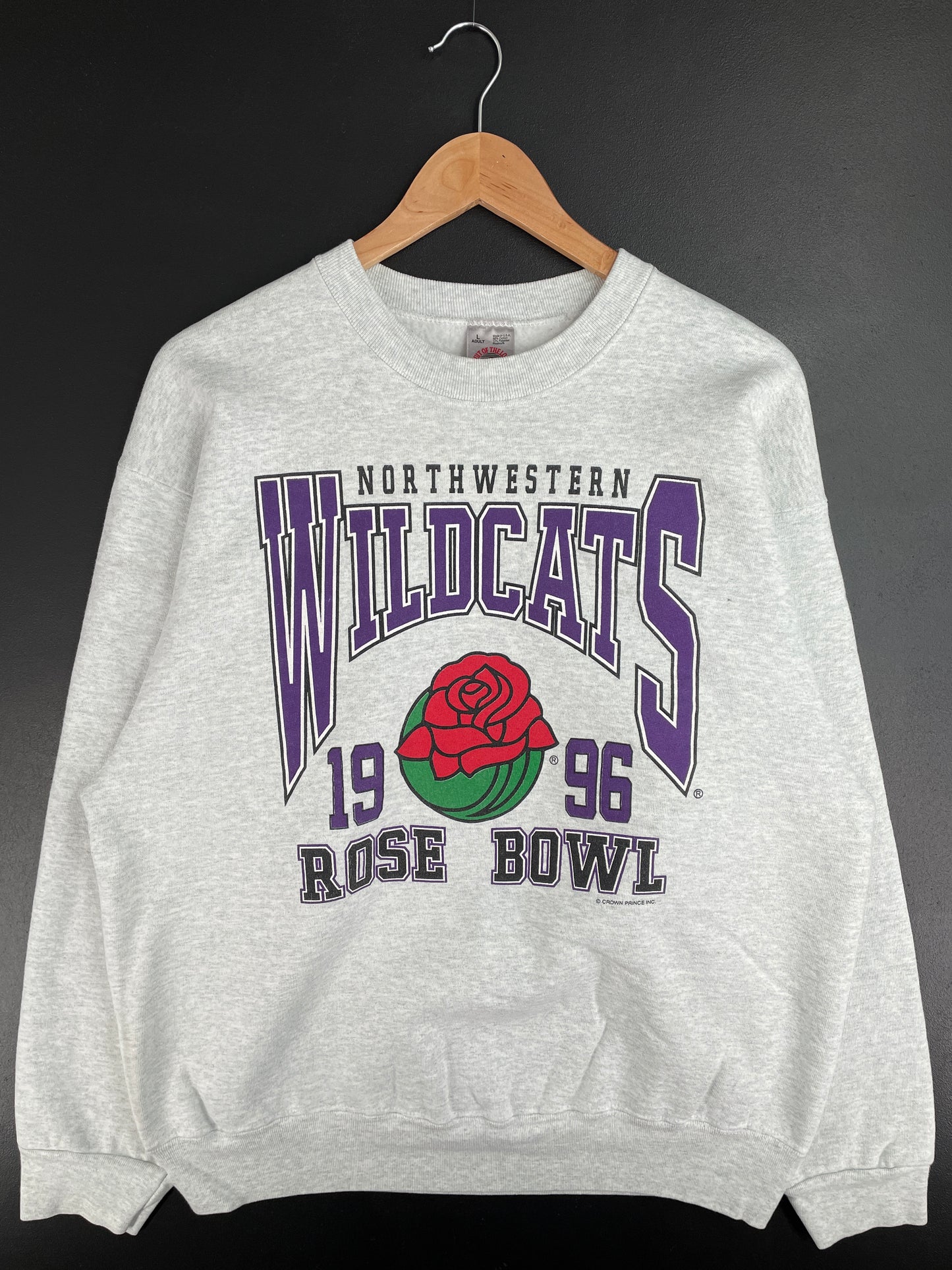 1996 NORTHWESTERN WILDCATS Made in USA Size L Vintage College Sweat-shirt / E1302S