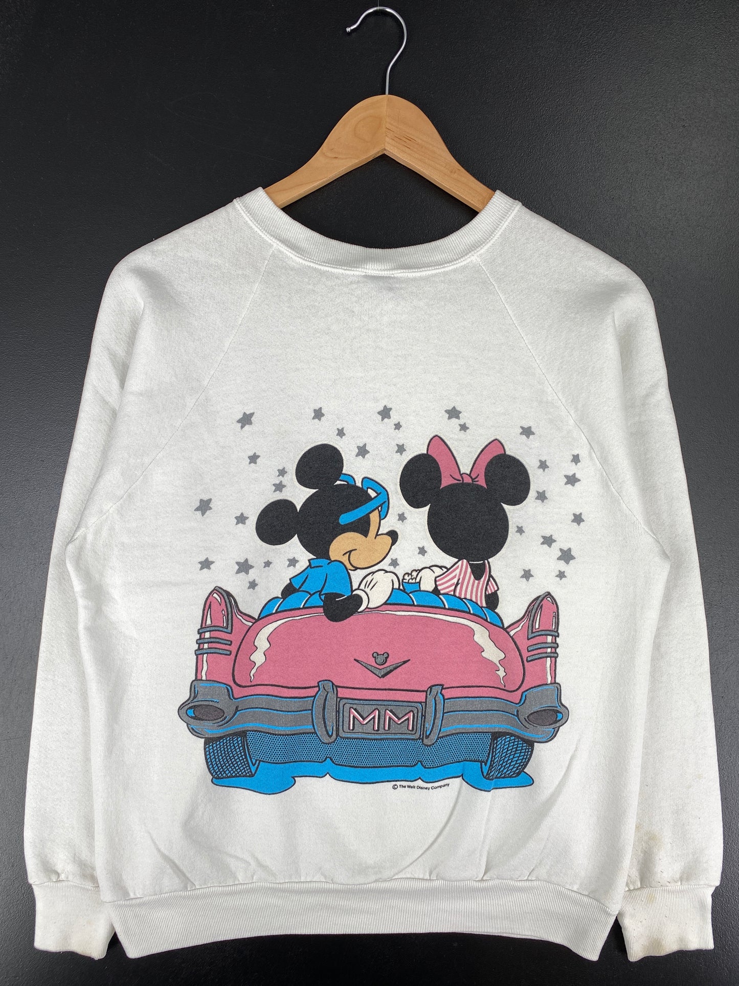 90's DISNEY MICKEY x MINNIE Made in USA Size L Vintage Sweat-shirt / A4859